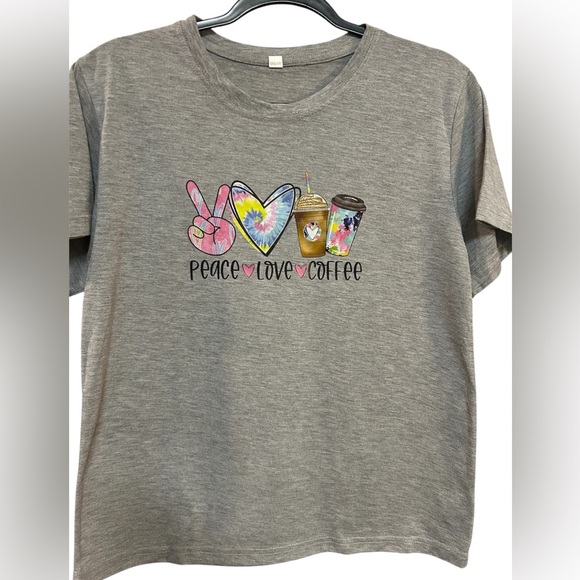 PEACE ✌🏾 , Love ❤️ & Coffee Graphic Tee - Picture 2 of 3